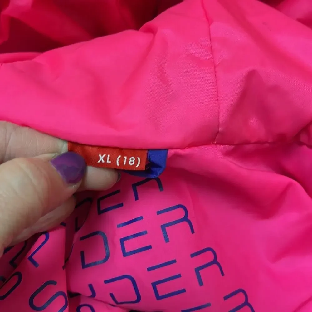 Spyder Purple and Pink Double Zip Up Jacket Girls Size XL 18 - Picture 4 of 7
